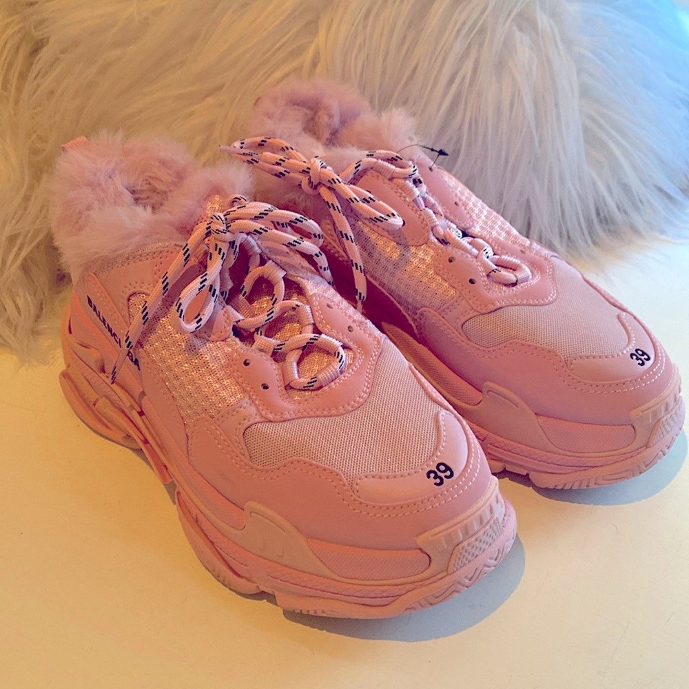 Pink Balenciaga track sneaker boots